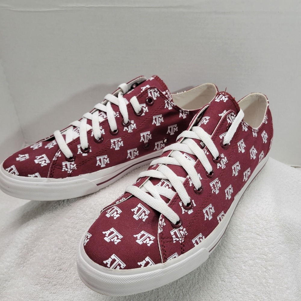 Texas A&M Mens Size 11 Womens 12.5 Aggies Football College Maroon White Sneakers